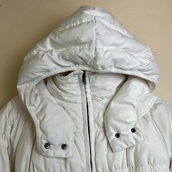 Hybris Y2K Made in Italy white down puffer jacket ruched 36 XS - Picture 3 of 11